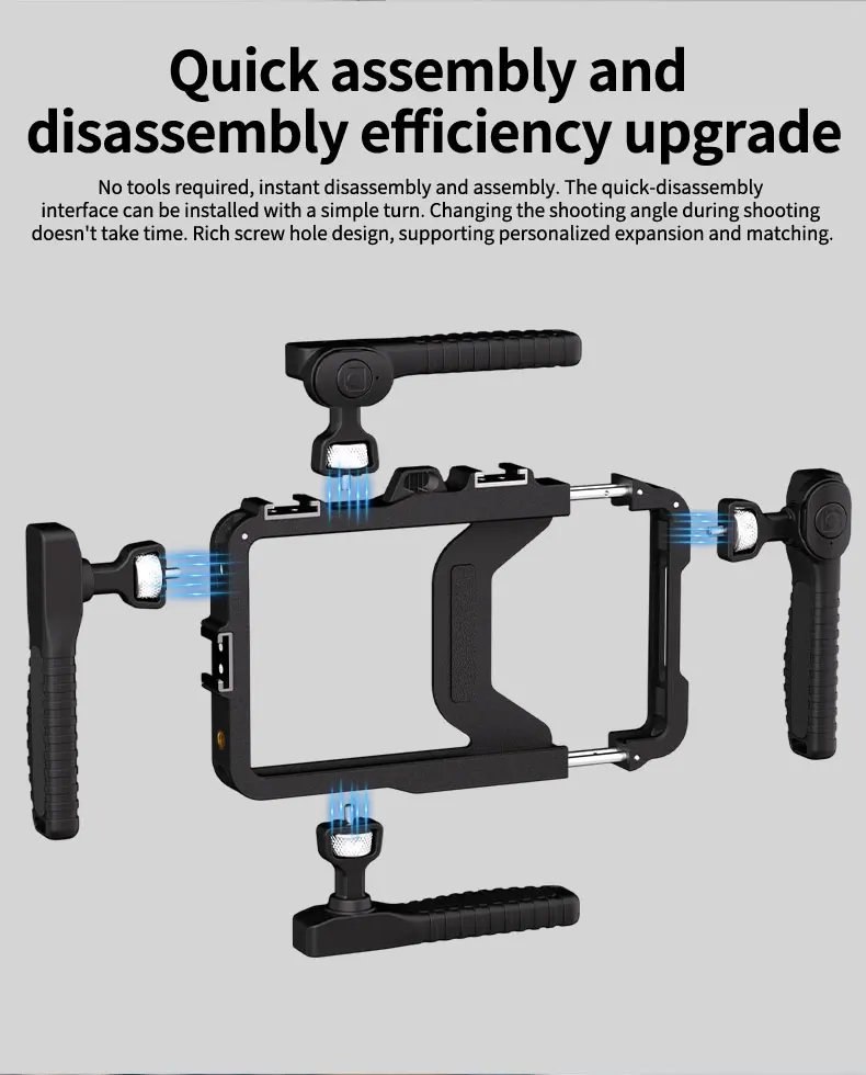 Universeller Smartphone-Videokäfig mit Griffen, 67mm Filteradapter-Rig mit Black Mist für iPhone 17 16 Pro Max Samsung S26 – Detail 4