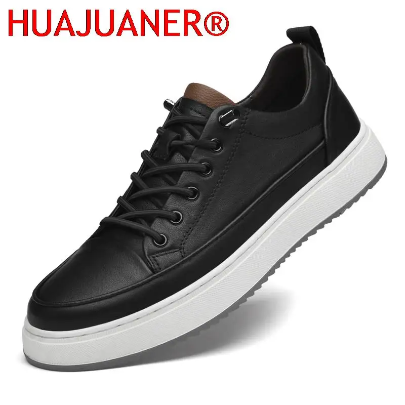 2023 New Men Genuine Leather Casual Shoes Fashion Leather Flat Shoes Sneakers Fashion Little White Shoes Sneakers