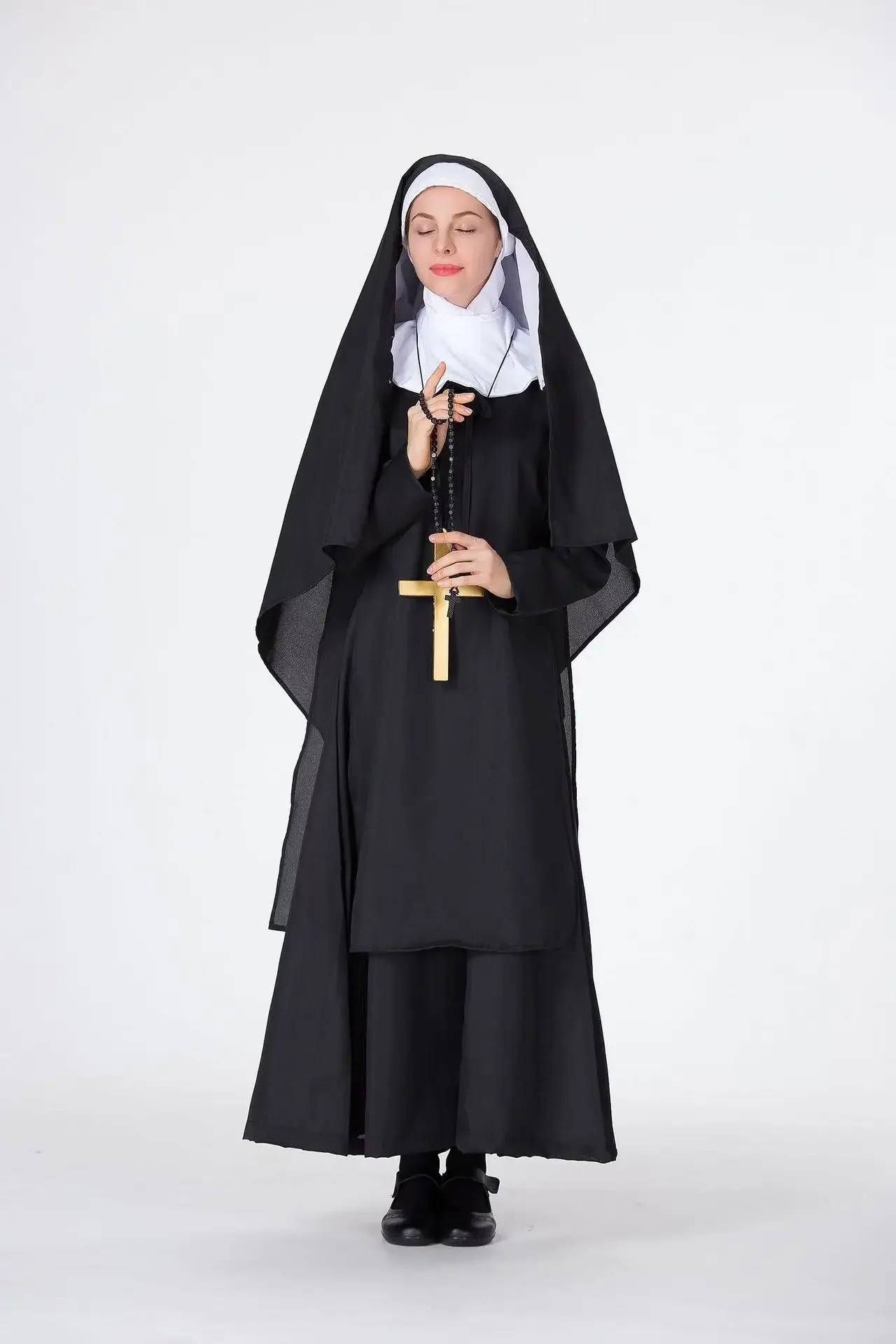 

Halloween adult nun cosplay costume set, Virgin Mary priest role dress up, dance, drama performance costumes