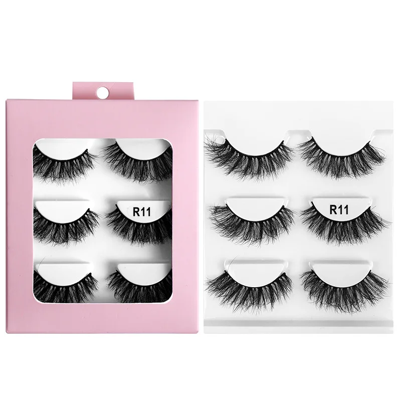 3 Pairs Faux Mink Lashes Make Up Eyelashes Thick False Cils Reusable Eyelash Extension Hand Made Fake Eyelashes