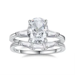2 Carat 7x9MM Oval Moissanite Two Rings with Certificate Laboratory Diamond Ring Women Wedding Jewelry Gift