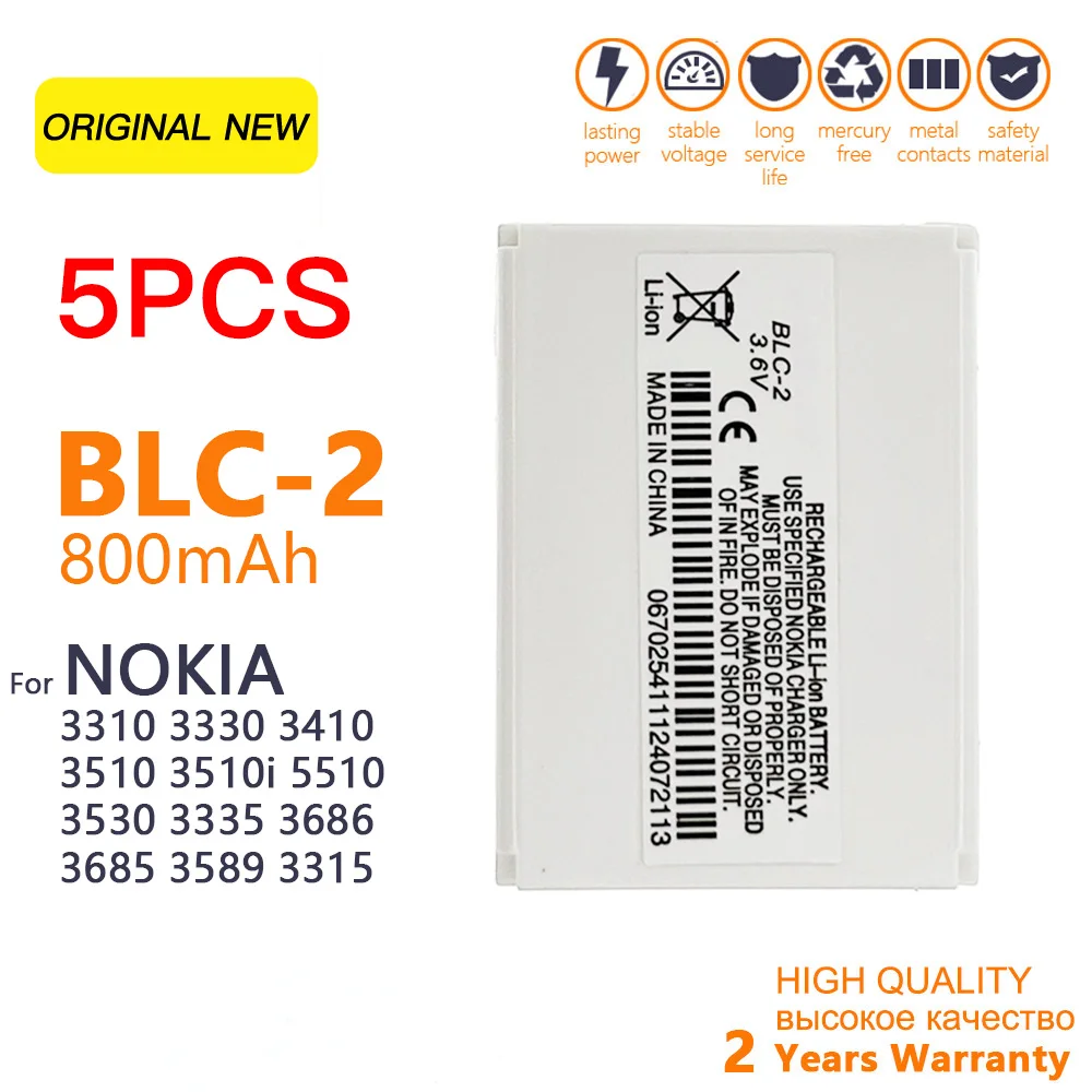 Genuine BLC-2 BLC2 3.6V 800mAh Lithium Polymer Battery For Nokia 3310 3330 3410 3315 3510 5510 3530 3686 3685 3589 3350 6650