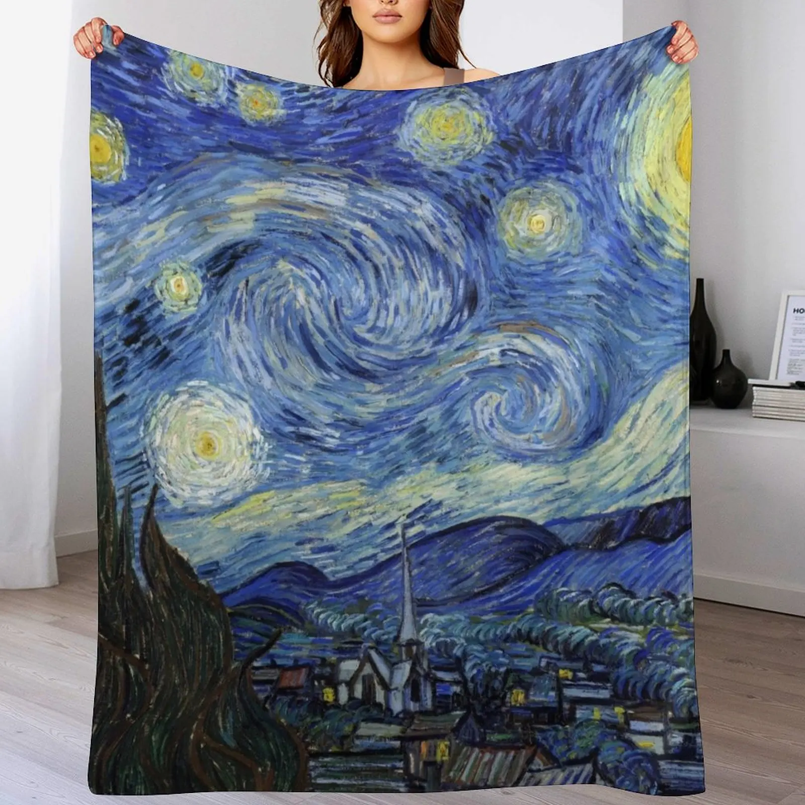

Starry Night, Van Gogh Throw Blanket Soft Home Decor Blanket for Couch Bedroom