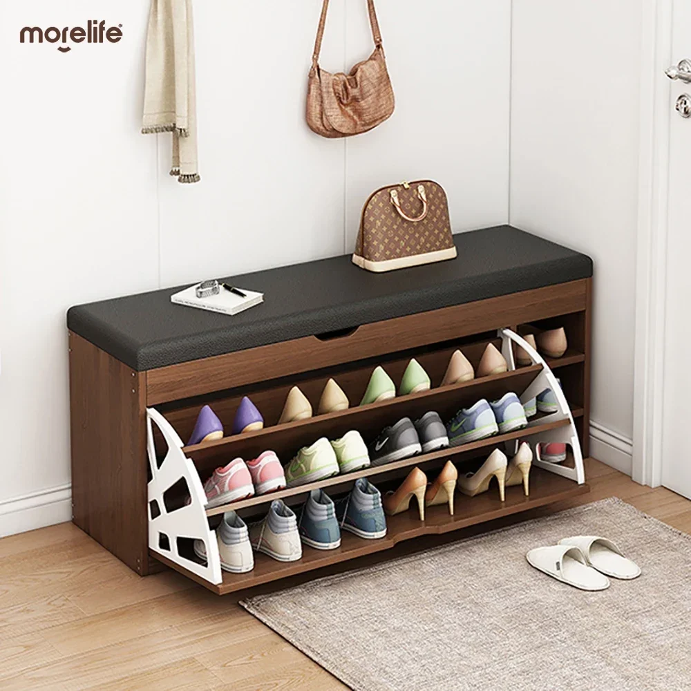 

Creative Living Room Shoe Changing Bench Light Luxury Multi-Functional Stool Modern Wooden Shoe Cabinet Organizer Home Furniture