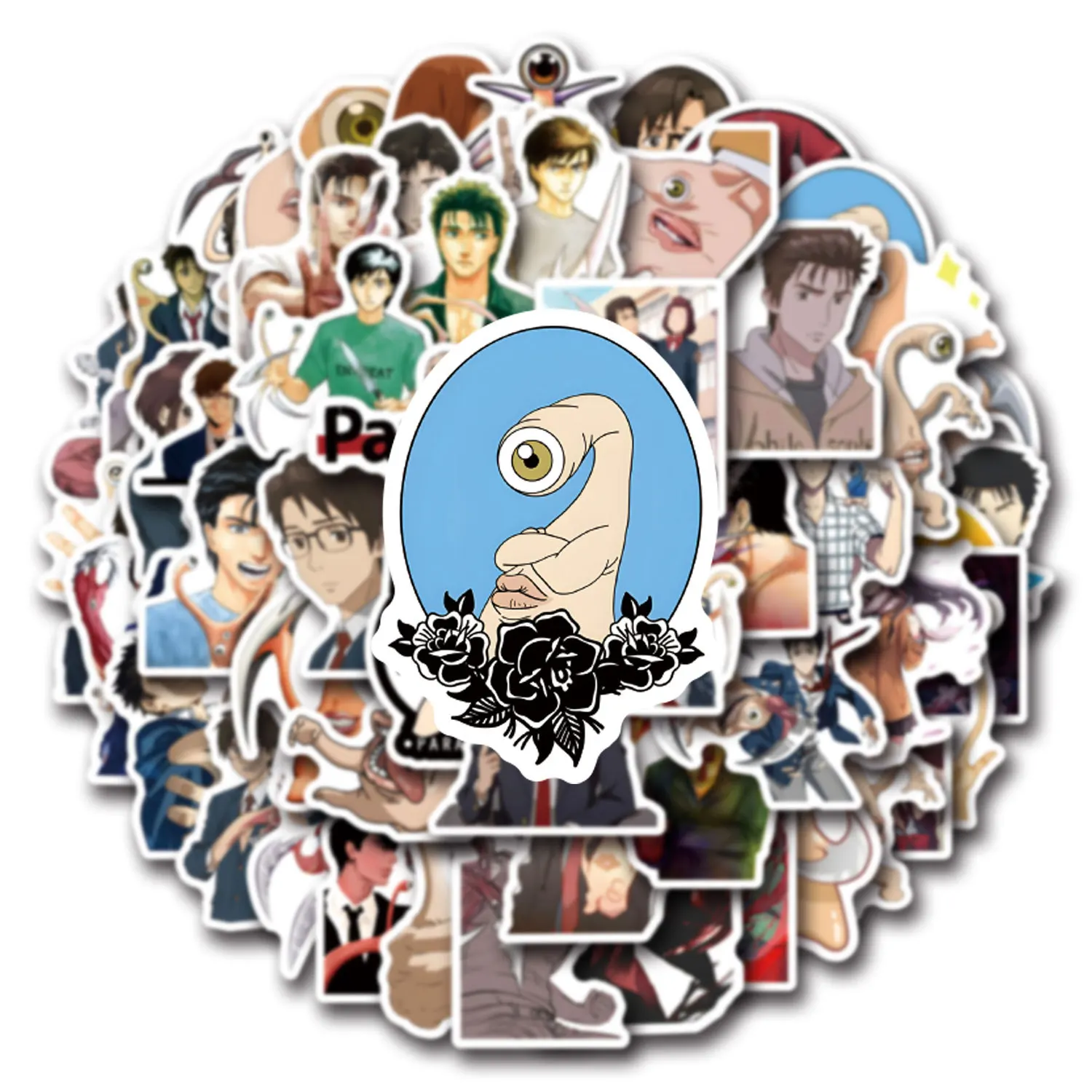 10/55PCS Anime Cartoon Parasyte Cool Stickers Graffiti Decoratie Notebook Telefoon Gitaar Garderobe Gitaar Waterdichte Sticker Speelgoed