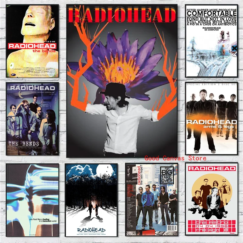 Rock Band Radiohead Music Posters Retro OK Computer Album Canvas Painting Print Wall Art Pictures For Room Home Decor Fans Gift