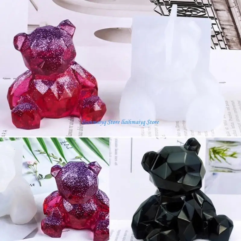 573B Little Bear Geometry Crafts Silicone Mold Epoxy Jewelry Mold Resin Casting Pendant Mold Suitable for Diy Resin Craft