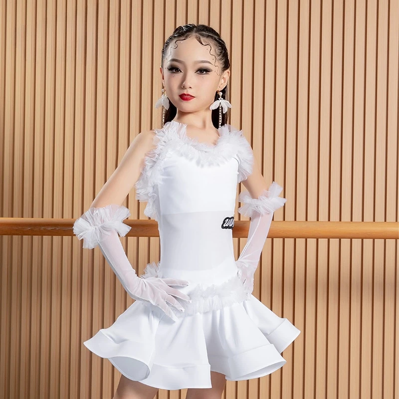New Latin dance costumes for children's performance stage costumes, high-end girls' Latin dance practice costumes