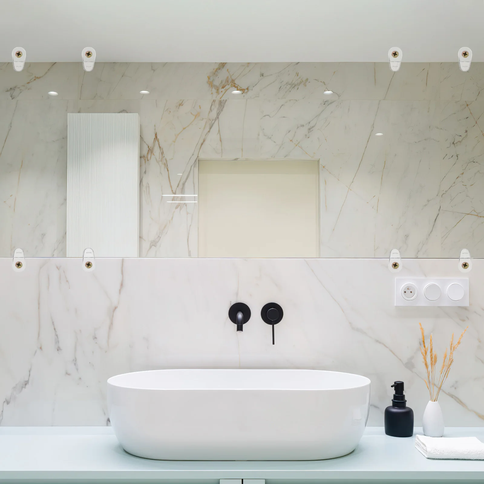 20 قطعة مقاطع حامل الزجاج ل مرآة زجاج الباب لوحة تصاعد بين قوسين دائم المشبك السحابة الأجهزة تركيبات قوس