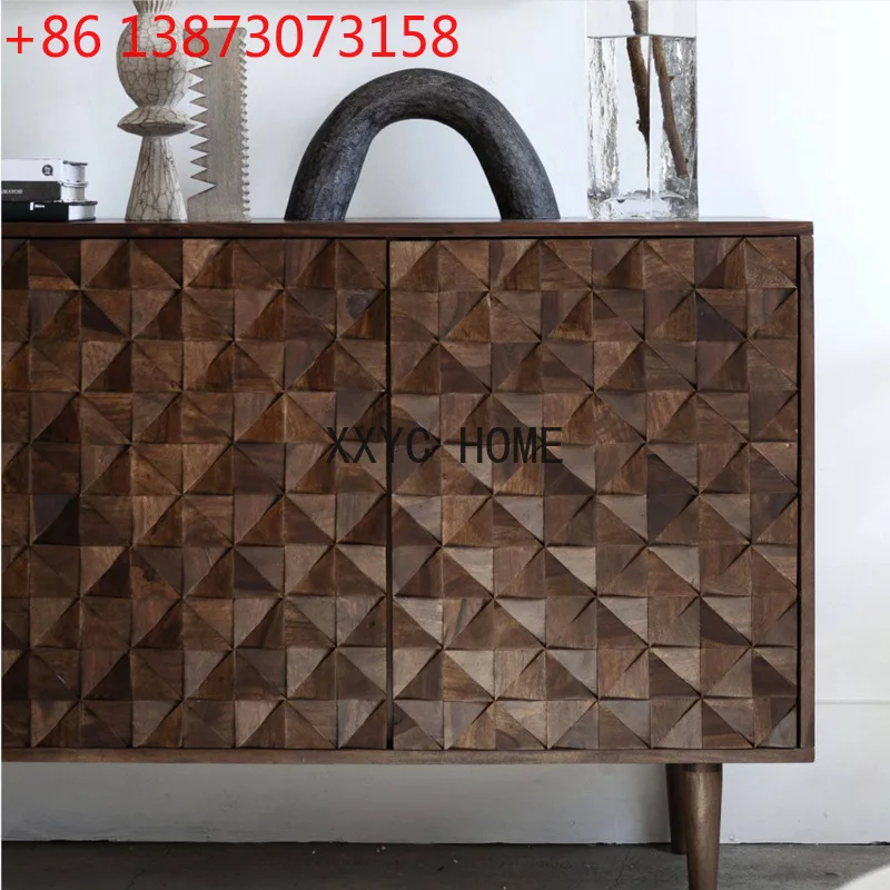 

Ваби-саби ветровой средневековый обеденный боковой шкаф, входной шкаф с промышленной ветровой гравировкой, простой, полностью из цельного дерева