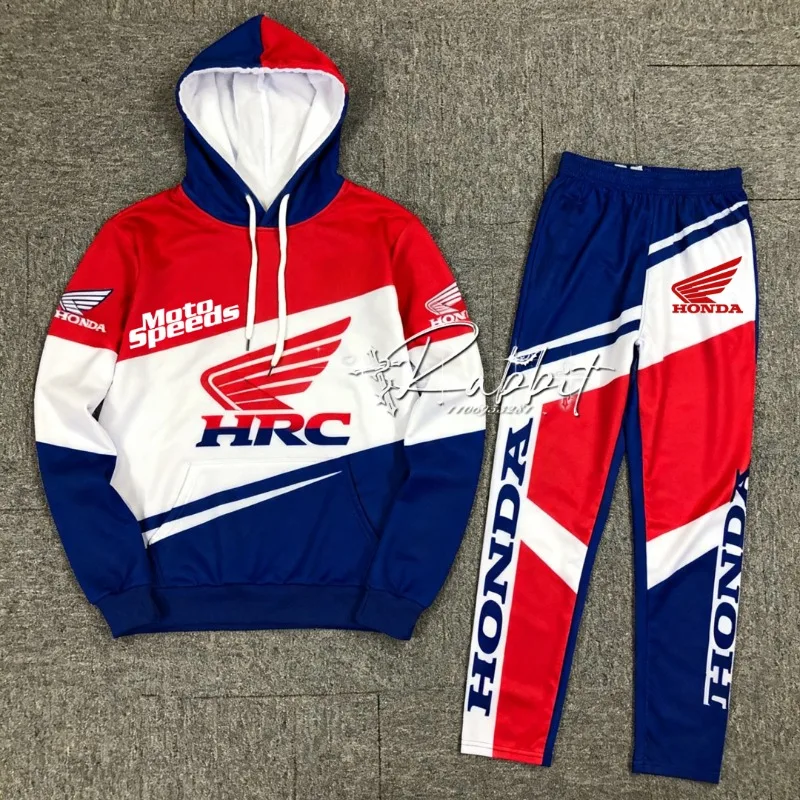 

2026 Honda Racing Team's Latest Outdoor Cycling Fashion Set Retro Motorcycle Hoodie Season Motorcycle Pants Racing Two Piece Set