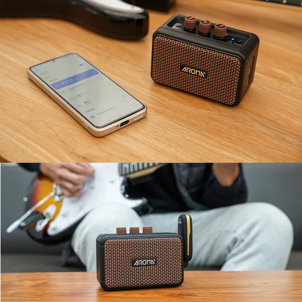 

Aroma AG-04 Hybrid Mini AMP Speaker Portable Guitar Amplifier 5W Guitar Accessories