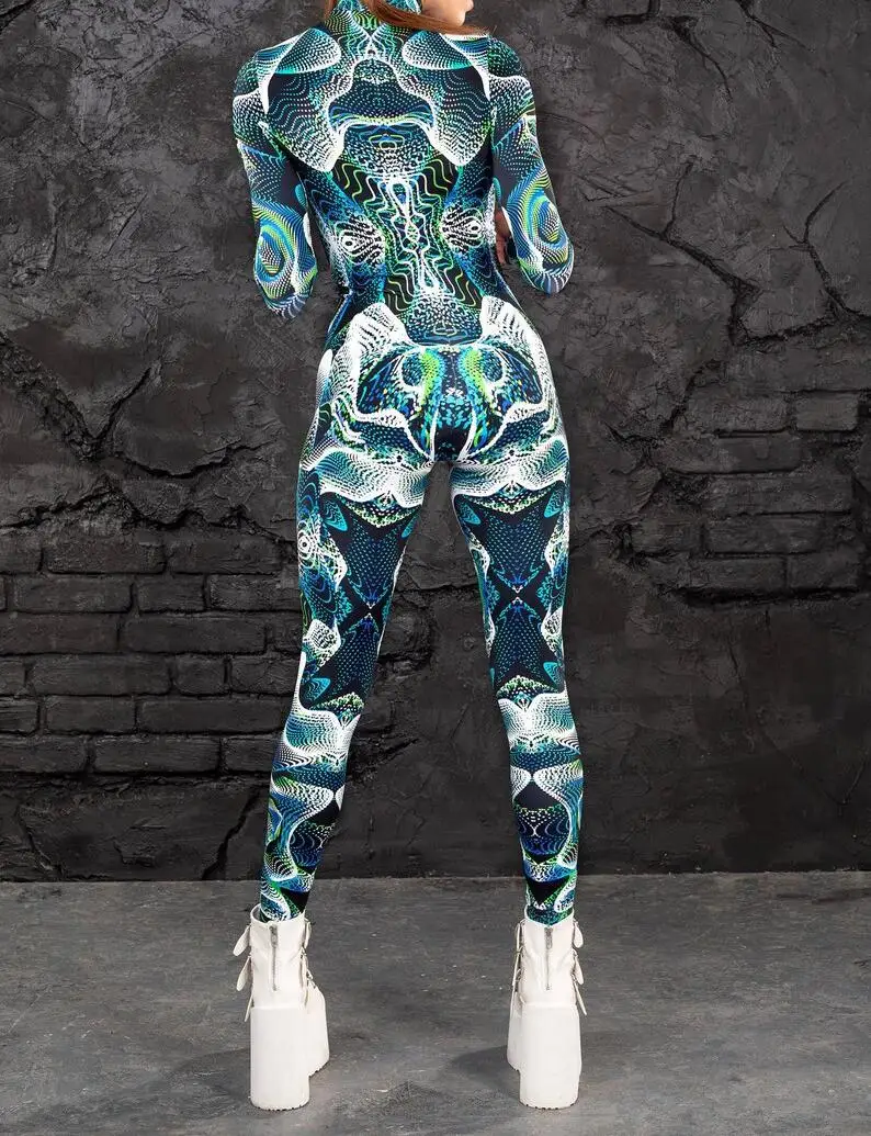 Bunter 3D-Druck Damen Party Cyberpunk Regenbogen Jumpsuit Onesie Halloween Cosplay Kostüm Elastischer Bodysuit Romper – Detail 19