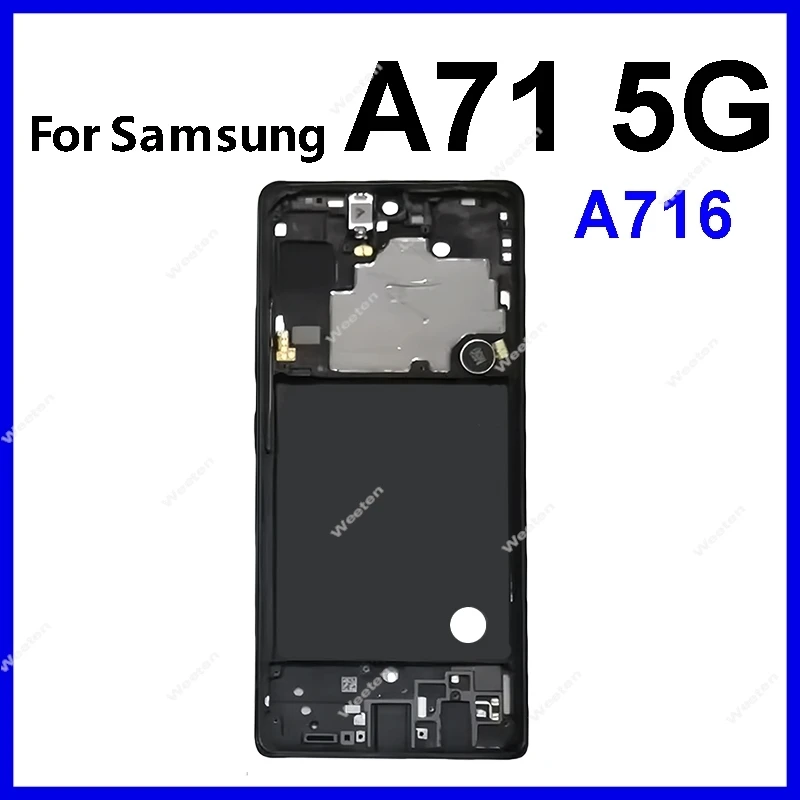 For Samsung Galaxy A71 5G SM-A716 Middle Frame Holder Housing with side button + flex cable Phone Mid Frame Replace Repair Parts