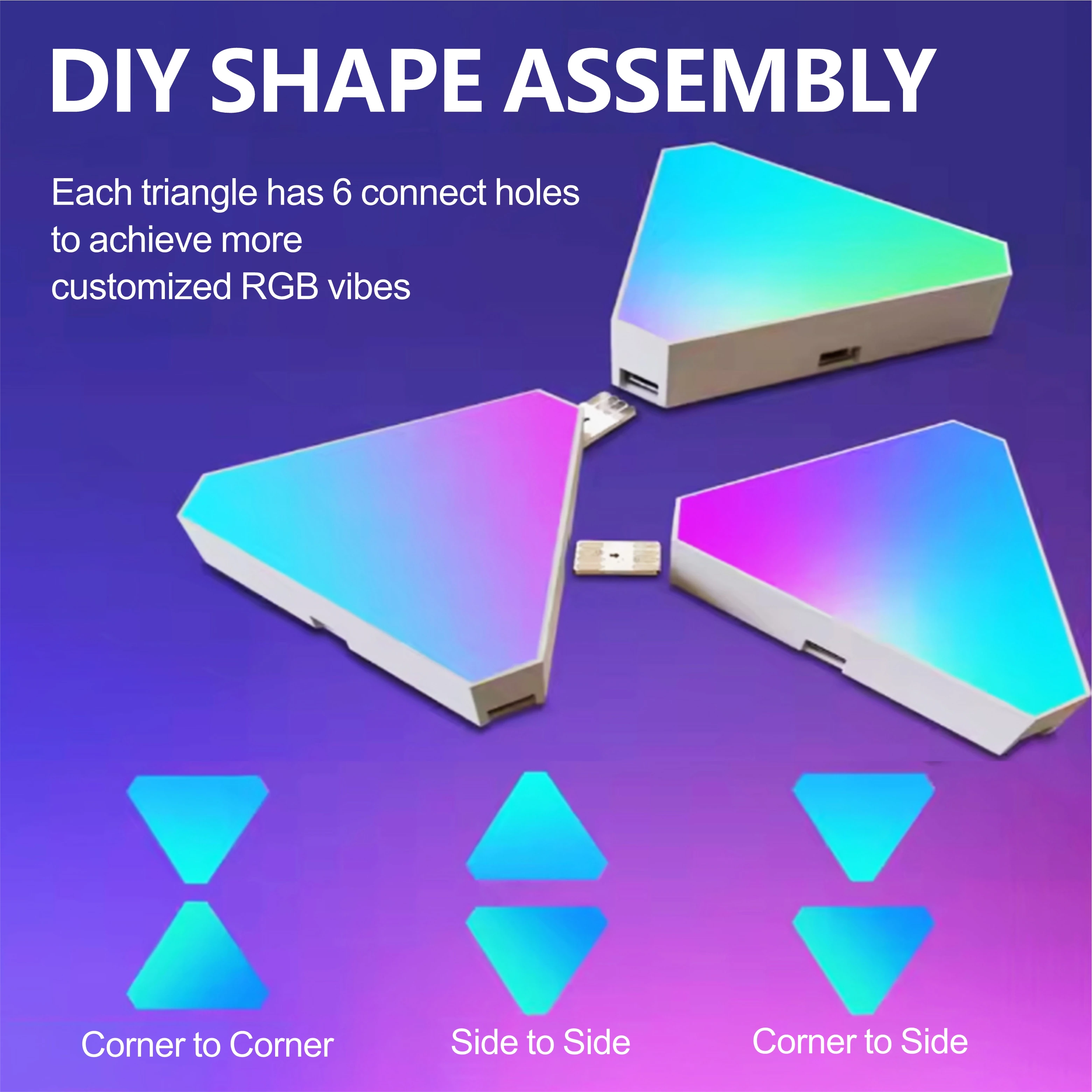 WS2812 DC5V LED USB Tuya App Dreieckige Quantum RGB Lampe Schallaktivierte Rhythmus-Atmosphärenbeleuchtung Schlafzimmer Spielzimmer Nachttischlampe