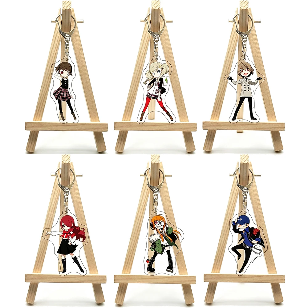 55MM Anime-Spiel Persona 5 Figur Makoto Niijima Ann Takamaki Goro Akechi Haru Okumura Ryuji Sakamoto Acryl-Schlüsselanhänger Niedliche Geschenke