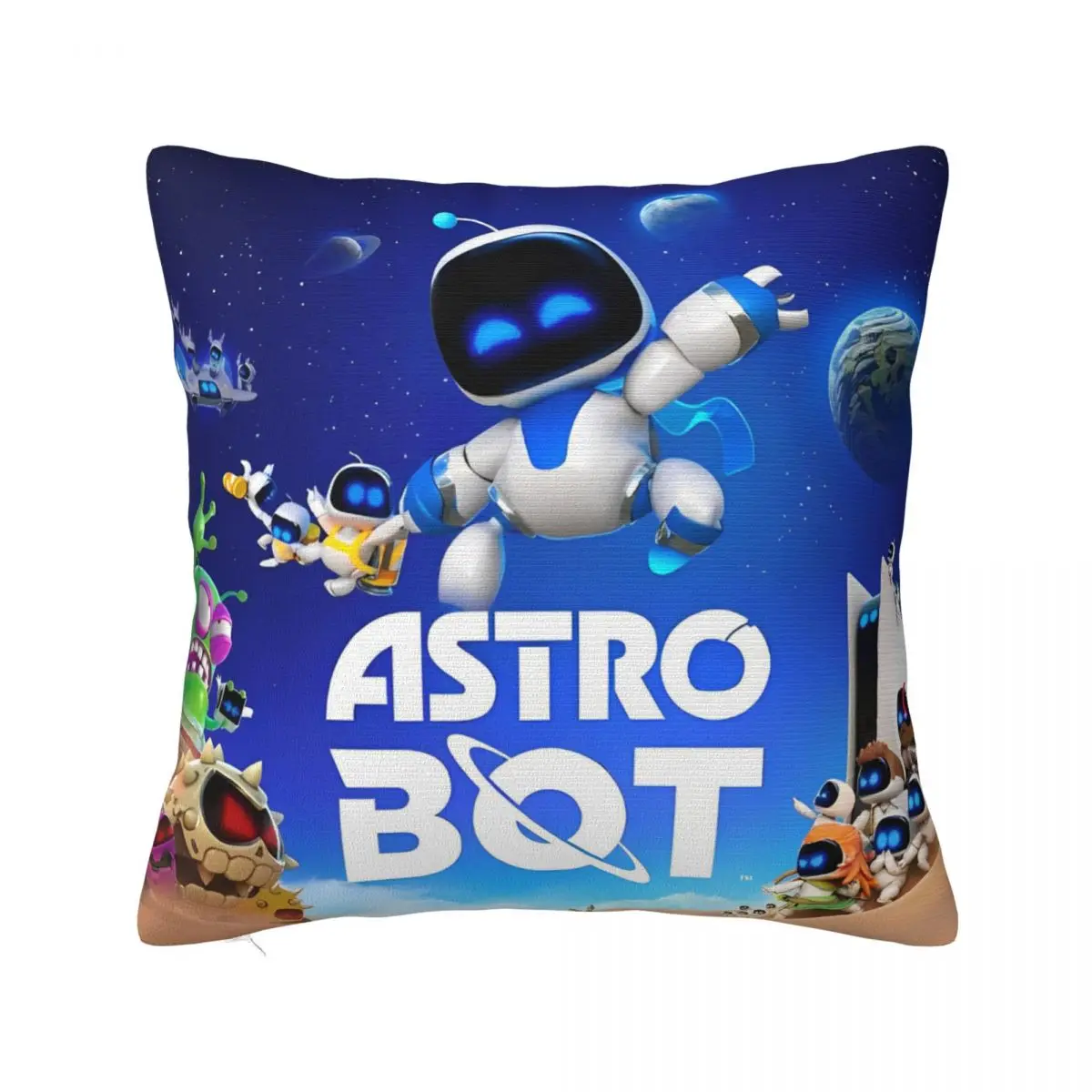 Astrobot Game Cartoon Pillowcase Polyester Cushion Cover Decoration Astros Playroom Throw Pillow Case Cover Home Zipper 18'