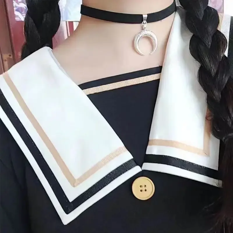 Gothic Lolita Girls Velvet Moon Choker Necklace for Women Vintage Sexy Necklace with Pendants Neck Jewelry Costumes Accessories