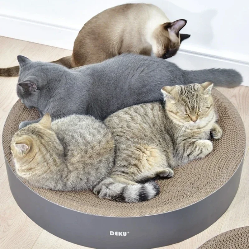 Oval Cardboard Cat Scratch Bed Cat Scratcher for Indoor Cats Round Kitty Scratching Pad Cat Bed Comfortable Pet Nest