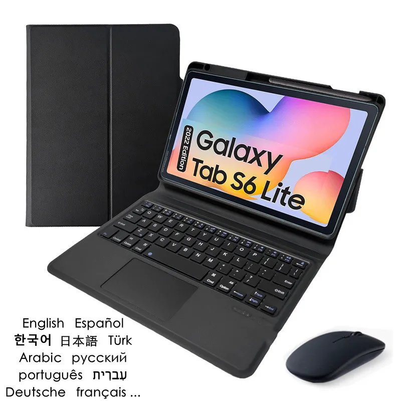 

Funda For Samsung Galaxy Tab S6 Lite 10.4 Case Pencil Holder All in one Touchpad Keyboard Cover Russian Spanish Hebrew Korean