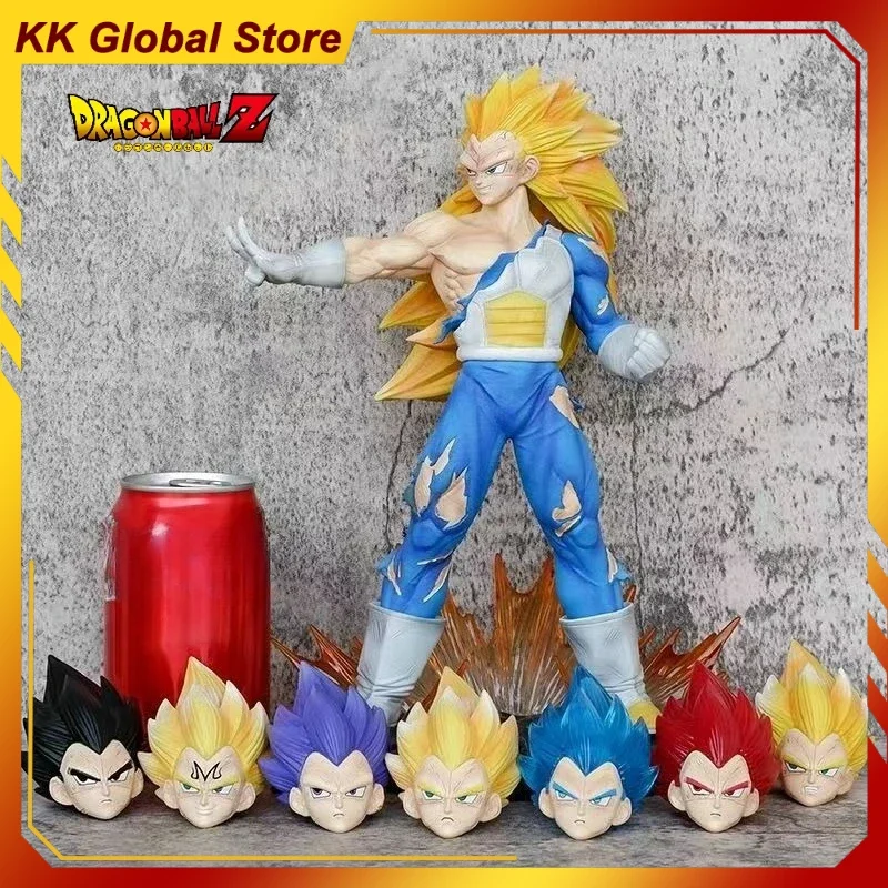 

28cm New Dragon Ball Anime Figure Vegeta IV Peripheral PVC Model 8 Heads Replaceable Statue Ornaments Kids Birthday Gifts Toys