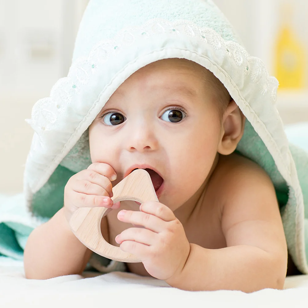 Choca de madeira para o bebê, sino portátil para meninos de 0 a 6 meses, 4 pcs