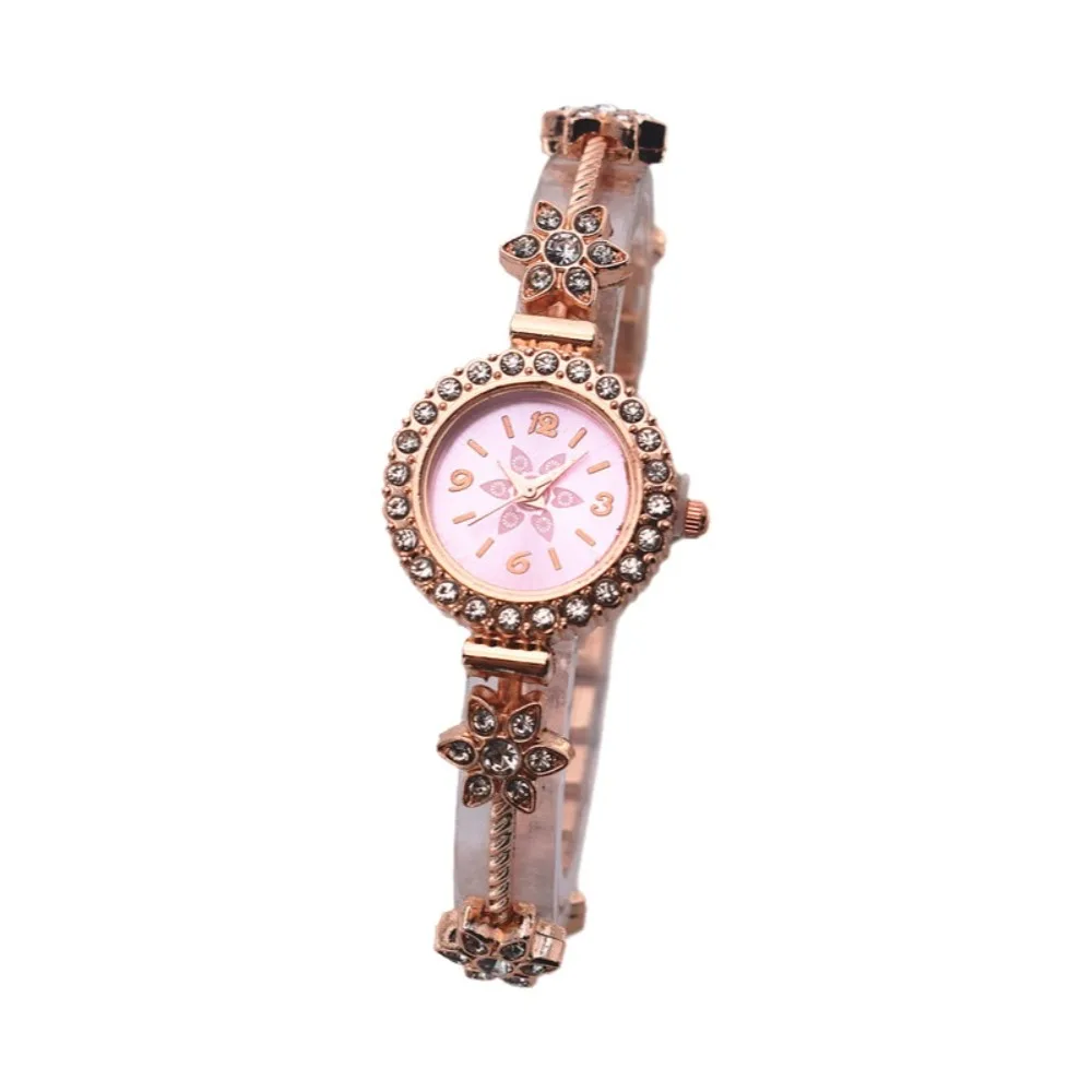 

Fashion Rhinestone Quartz Watches Diamond Studded Watch Strap with Adjustable Bracelet Women Wristwatch Circle Shaped Watch Gift