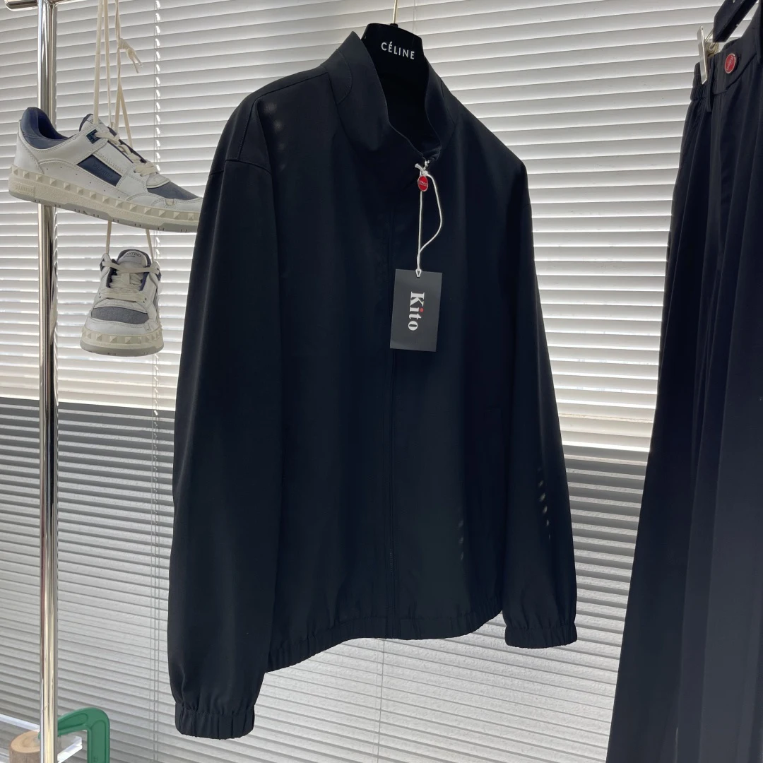 

Kiton autumn and winter new simple and versatile casual zipper large size men's stand-up collar jacket trousers set