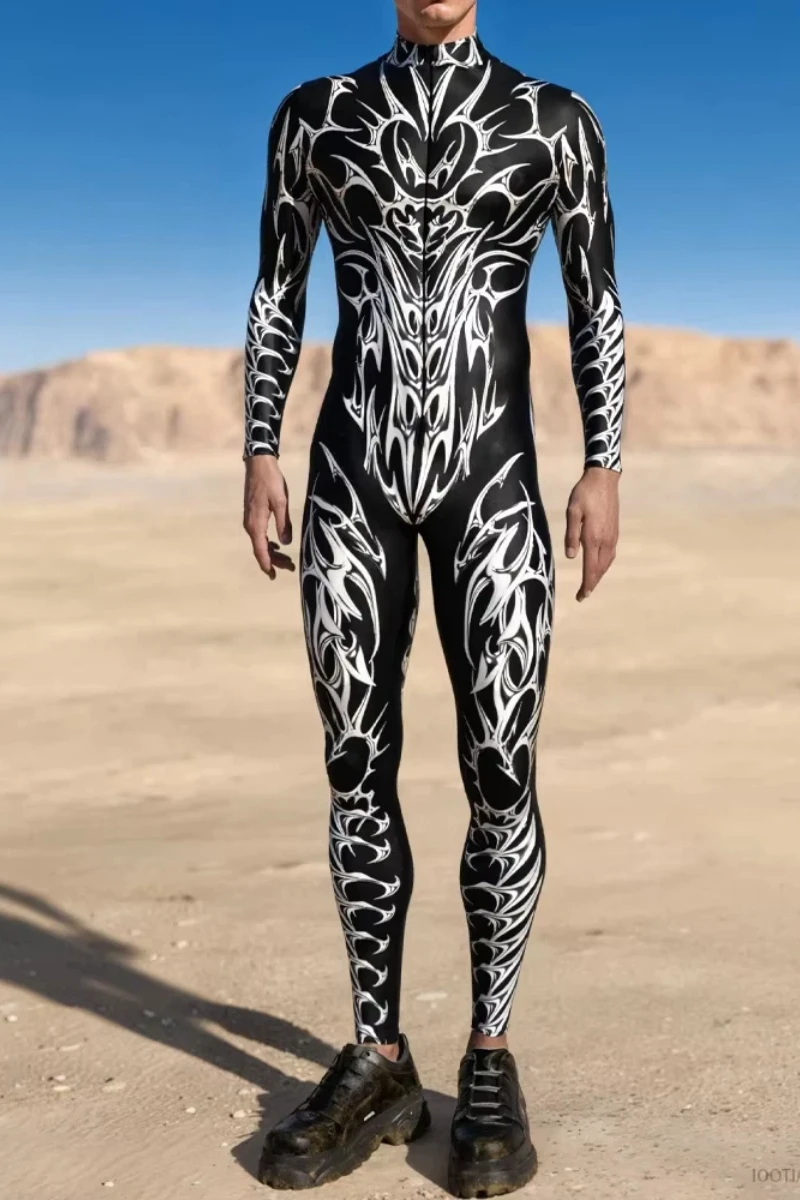 

Unisex Gothic Network Jumpsuit Adult Punk Bodysuit Halloween Zentai Suit Festival Party Morphsuit Rave Outfits Aerial Yoga Dress