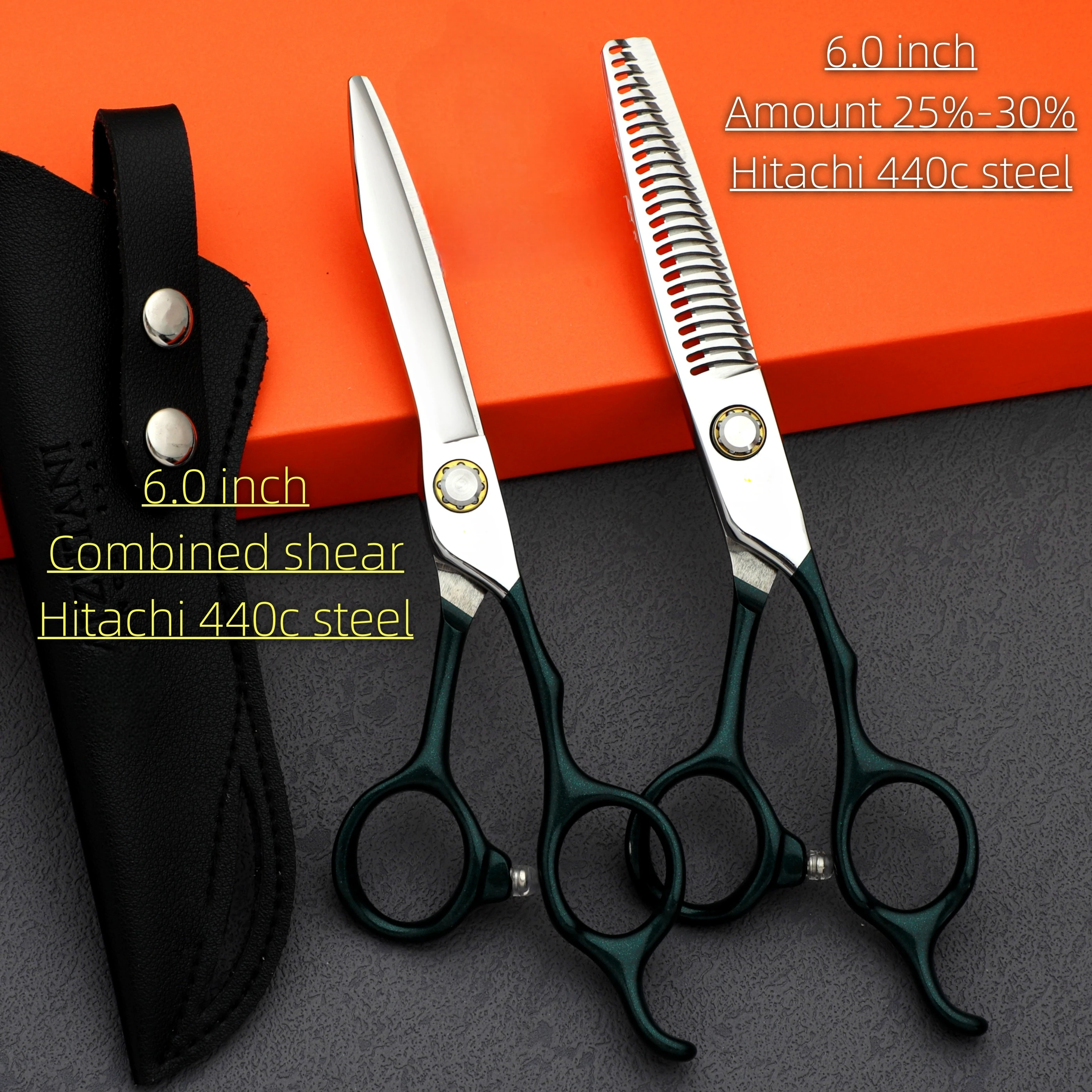 

6.0 inch Barber scissors，Professional hair cutting machine，440c steel Hairdressing scissors，man and woman Hair thinning shears