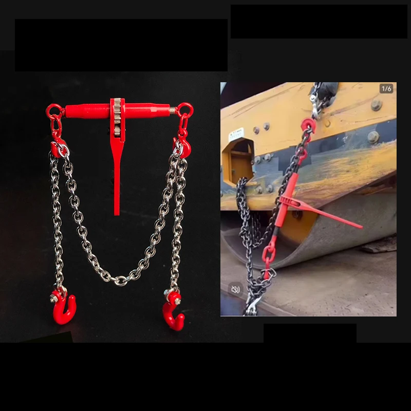 Metal Steel Chain Tightener Double Hook Bundled Fixed Chain Device for 1/14 Tamiya RC Truck Scania  VOLVO BENZ MAN Car Parts Toy