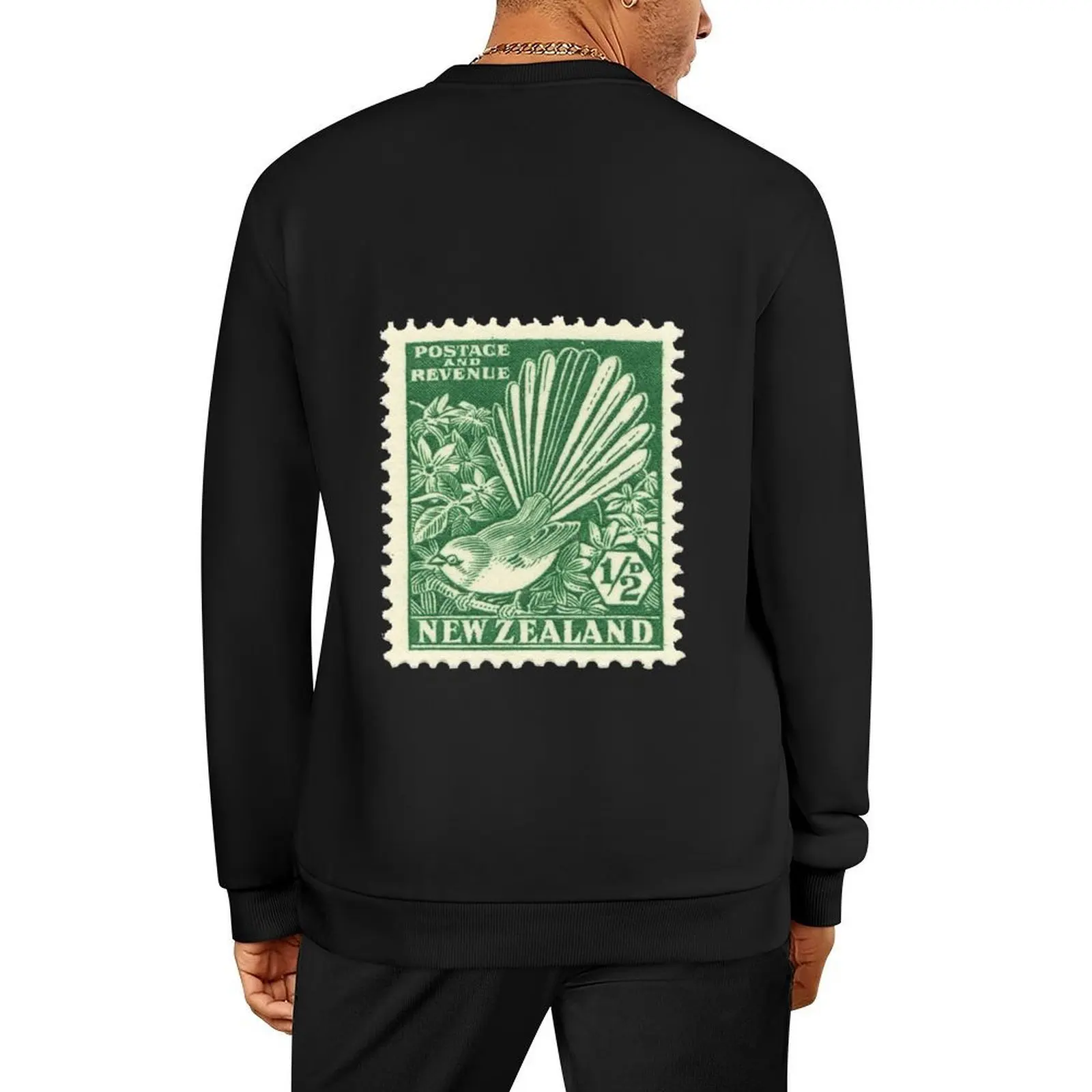 

Fantail - New Zealand stamp Pullover men's sweat-shirt set men's coat men clothing men wear aesthetic sweatshirts