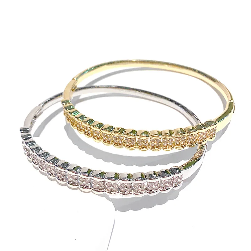 

Hot Selling 18K Gold Plated Tennis Bracelet Two-Tone Yellow & White Cuban Link CZ 8 Inch Premium Luxury Women's Fashion Jewelry