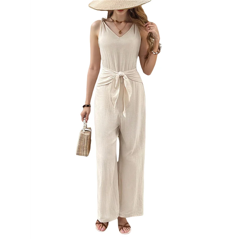 

ASDS-Women Floral Summer Maxi Jumpsuit With Pocket Mock Neck Elastic Waist Wide Leg Wedding Casual Dressy