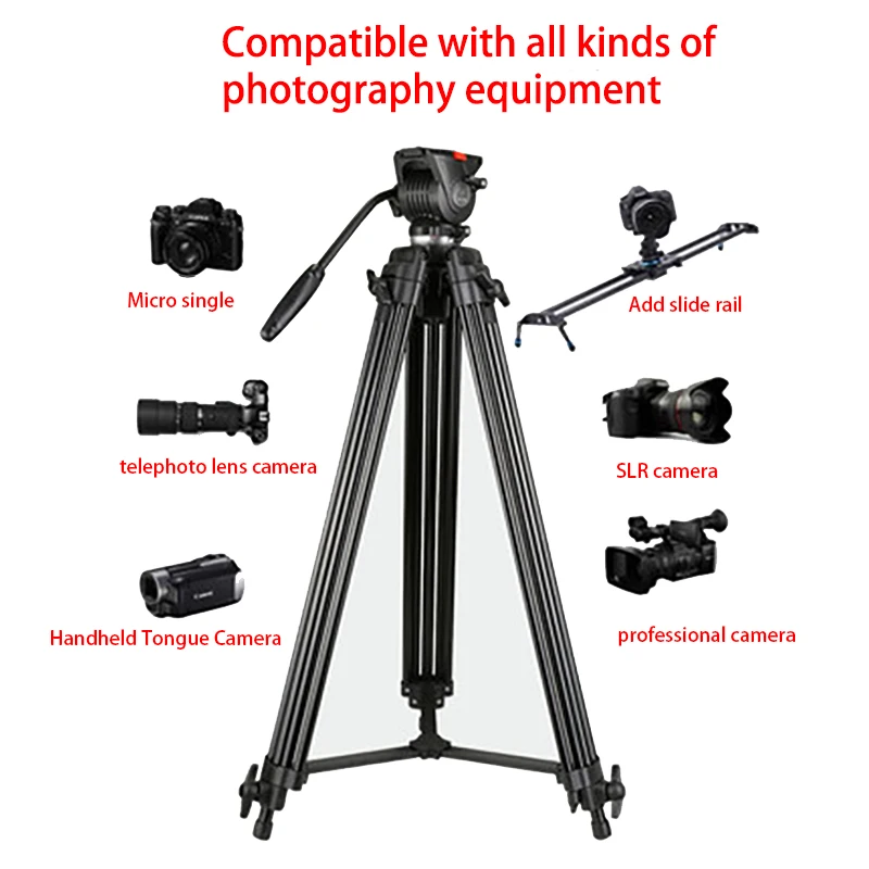 Camera Support，Professional Multitube Tripod Stand Fluid Head For Panoramic Shooting Video Film DSLR Camera 810mm-1900mm Height