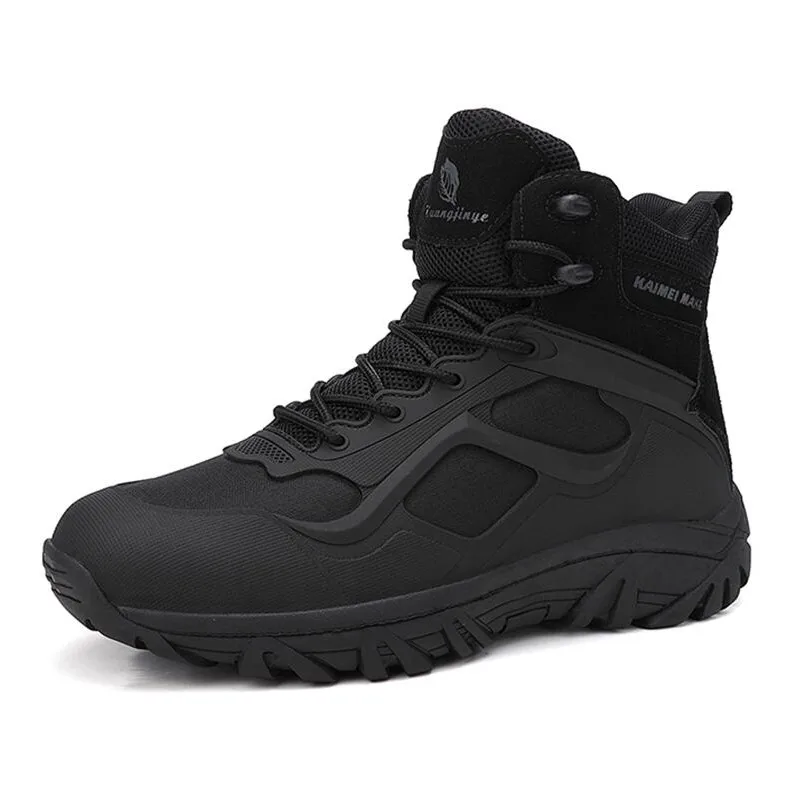 

High-Top Leather Men's Boots Breathable Desert Combat Boots Outdoor Non-slip Hiking Boots Men Motorcycle Boots Work Ankle Boots
