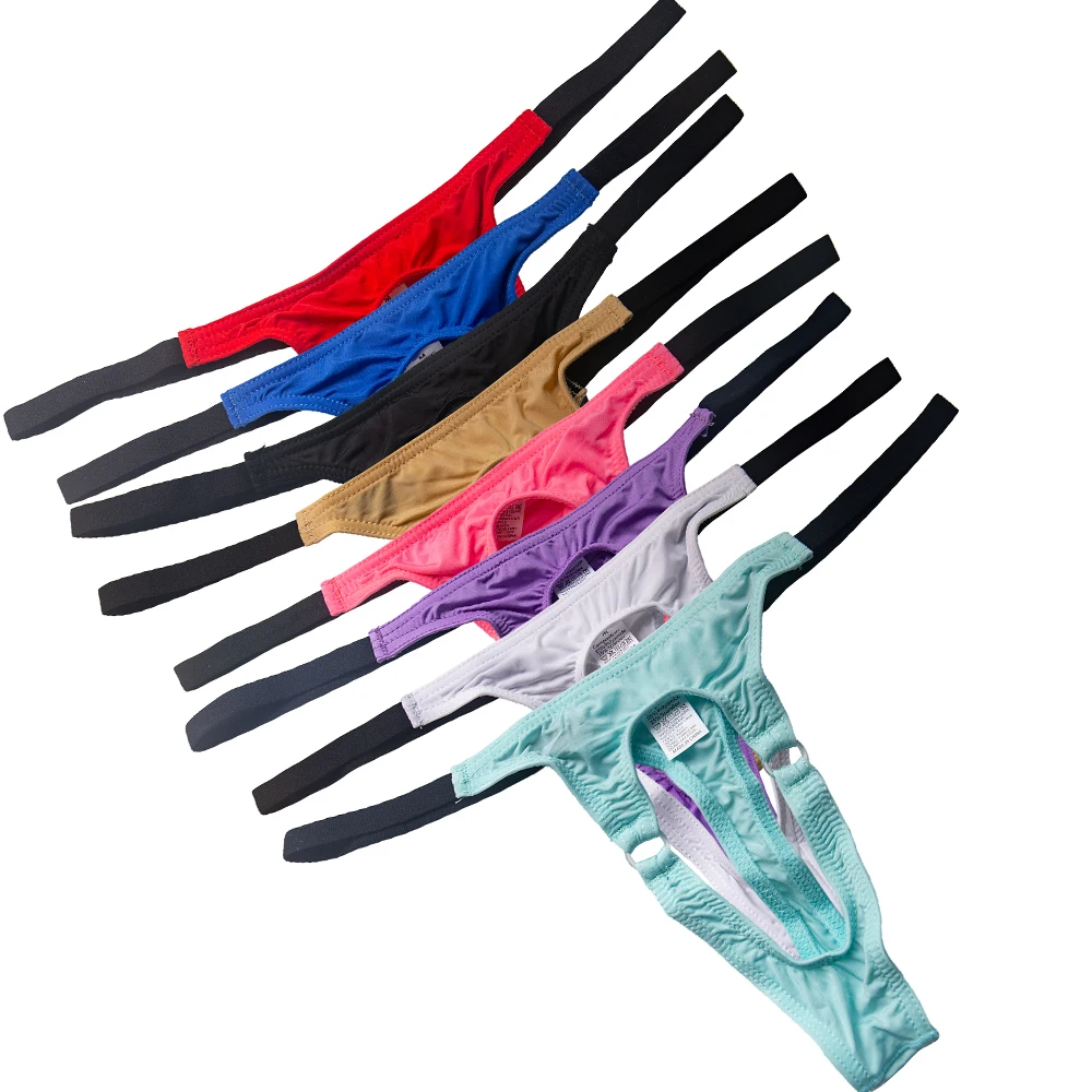 4 pcs / 8 pcs Men Sexy Ice Silk Thongs Ultra-thin Comfy Underwear Open Penis Pouch Erotic Panties Man G-strings Jockstrap Tangas