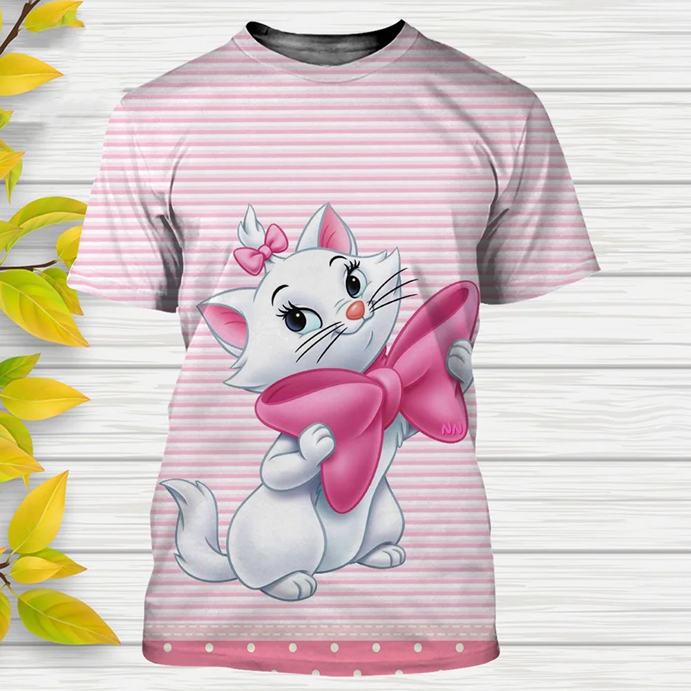 T-shirt imprimé en 3D des aristotol Marie kucing pour hommes et femmes, streetwear de dessin animé, T-shirt pour enfants, mode r
