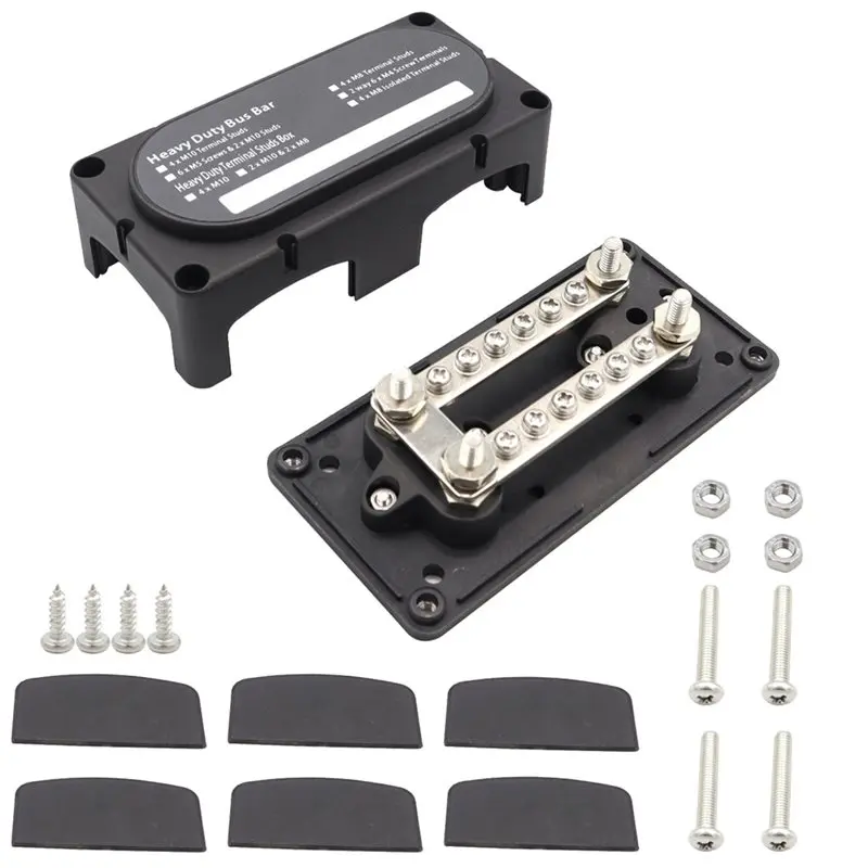 [NEWA76K!】 12-Circuit M6 Terminal Busbar (100A 48V) - Power Distribution Block