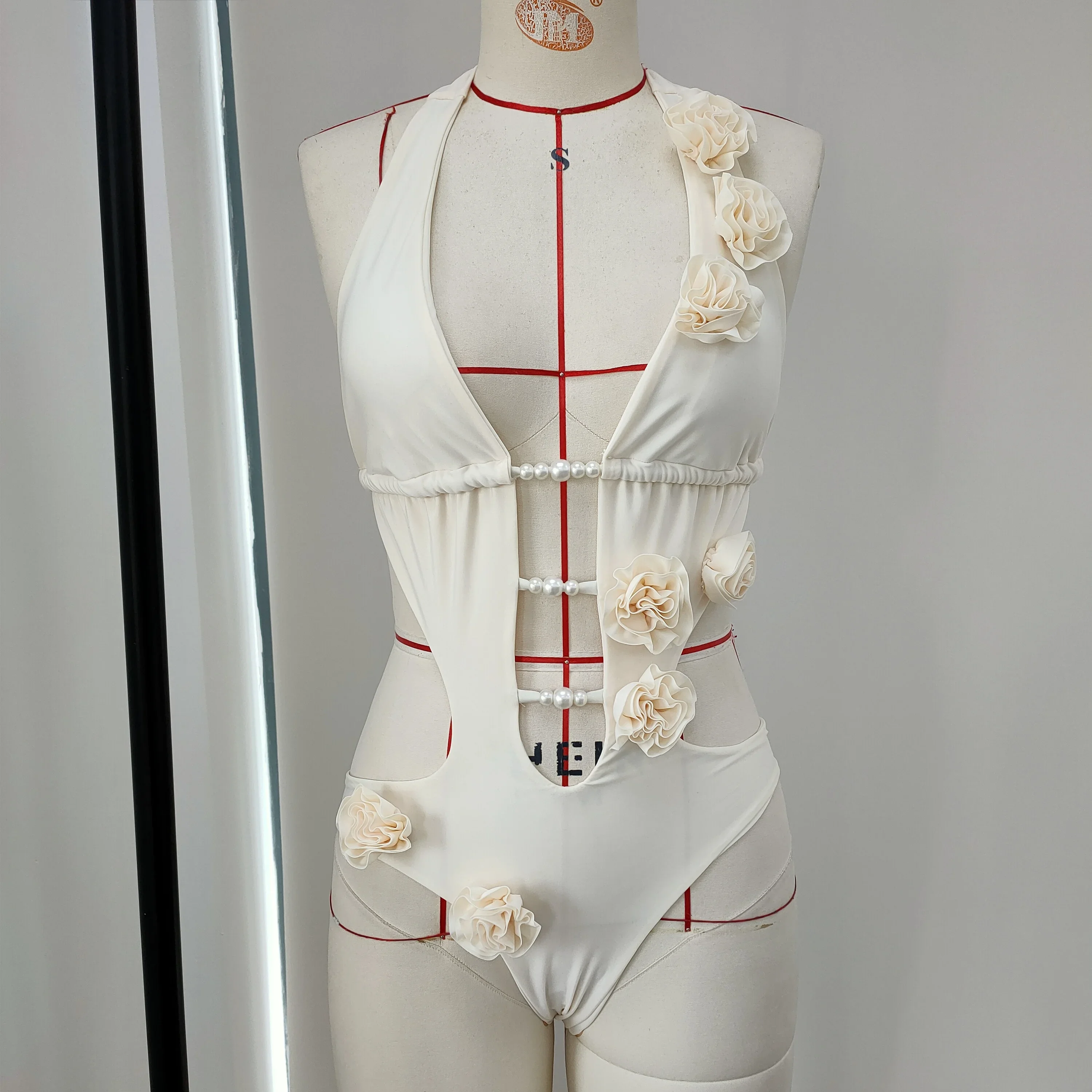 2025 ใหม่ 3Dดอกไม้One Pieceชุดว่ายน้ําผู้หญิงเซ็กซี่Hollow Outชุดว่ายน้ําTropical Summer Beachwearชุดว่ายน้ําBodysuit