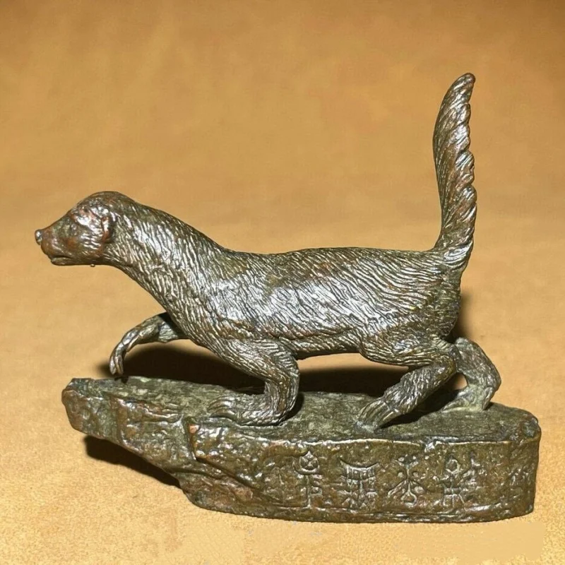 

2.8" Old Chinese Copper Dynasty Palace Animal Honey Badger Statue Sculpture