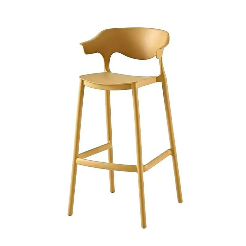 

Nordic backrest plastic bar chair Home creative stackable high stool Internet celebrity cafe Modern simple bar chair