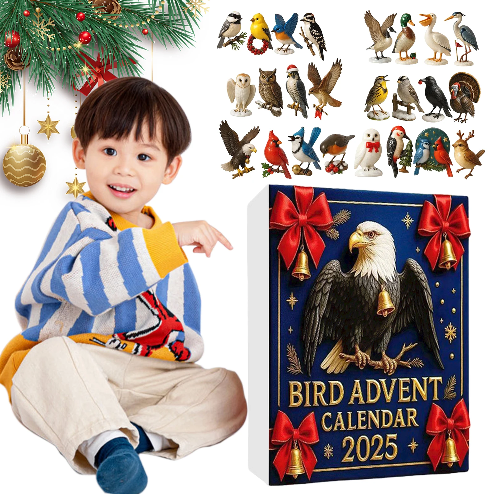 Рождественский календарь обратного отсчета с птицами, 2D акриловые подвесные украшения, Адвент-календарь обратного отсчета, праздничный подарок для любителей птиц и семьи