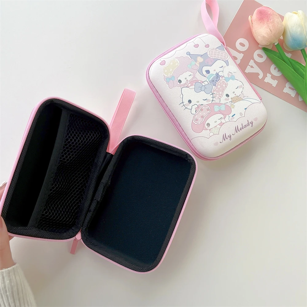 9.5x13.5cm Earphone Bag For Airpods USB Cable Hello Kitty Kuromi Cinnamoroll Melody Pochacco Duffy Zipper Case Storage Box