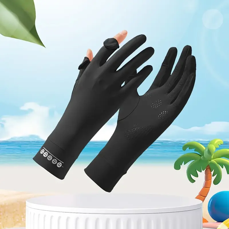 

1Pair of Women’s Summer Ice Sliky Fiber Fabric Gloves,Breathable Mesh Half-Finger Design Touchscreen Functionality,for Outdoo