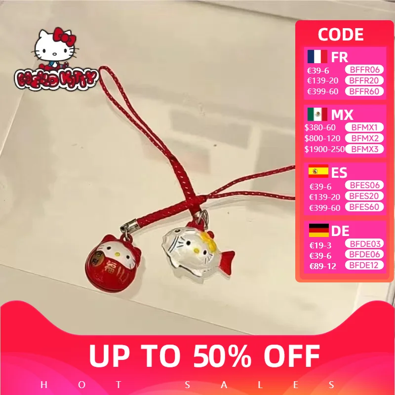 Sanrio bel kartun Hello Kitty lucu, bel kartun kucing keberuntungan Jepang, Aksesori liontin ponsel