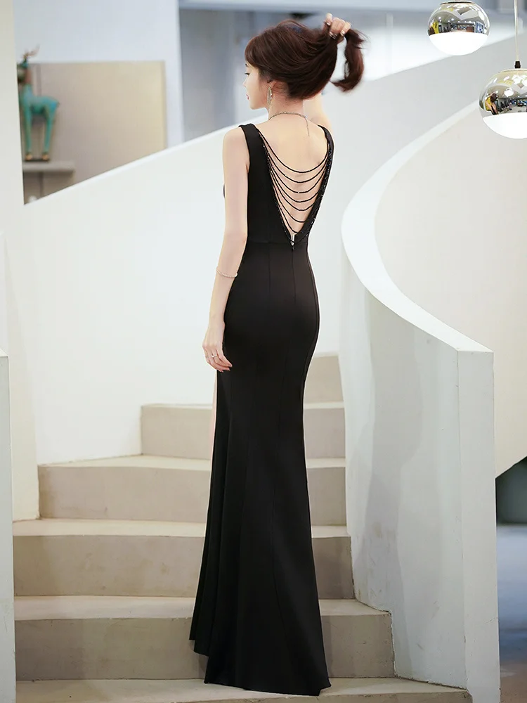 

Textured Black Evening Gowns for Women, Luxury and Luxury, High end Sexy Backless Banquet, Elegant Celebrity, High end Fishtail