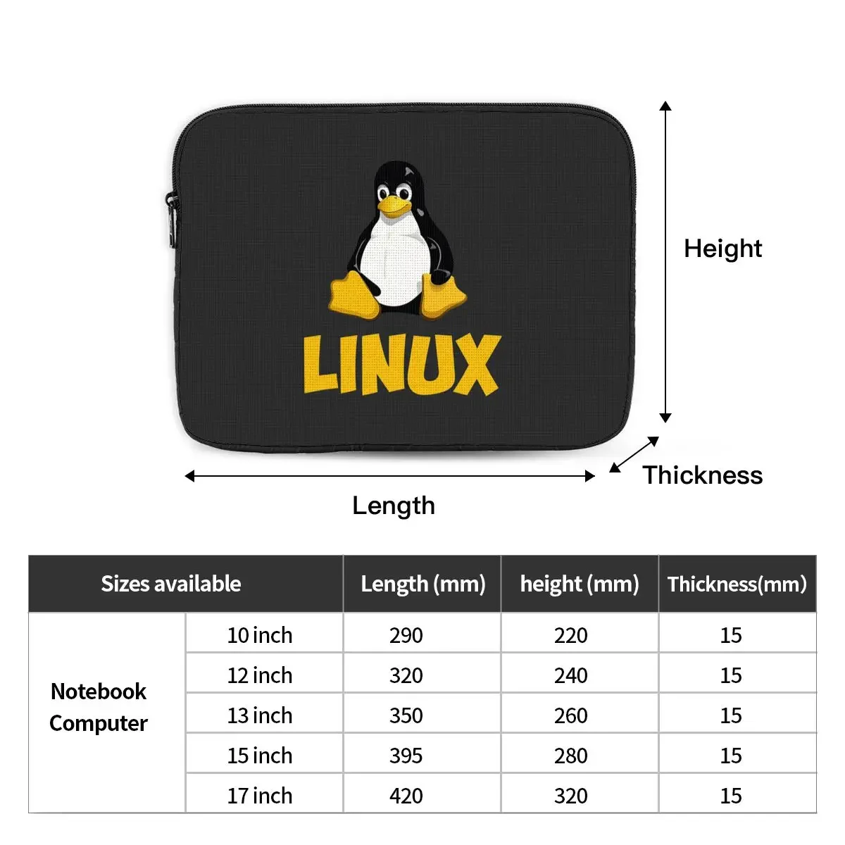 غطاء محمول لجهاز الكمبيوتر باد ، حقيبة كم الكمبيوتر المحمول ، غطاء الحقيبة ، شعار لينكس والبطريق ، الكمبيوتر والايباد ، 17 في ، 15 في ، 13 في ، 12 في ، 10 في