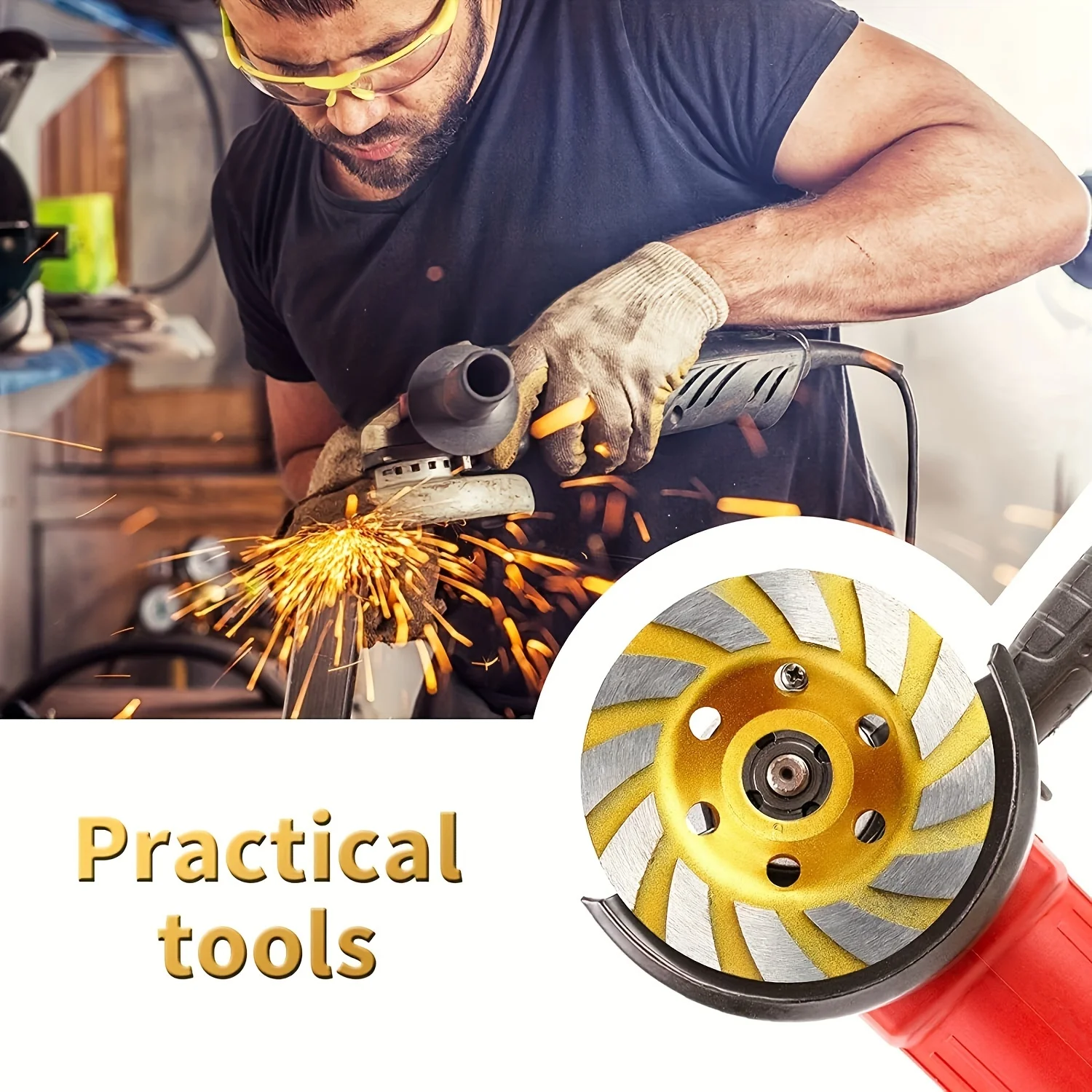 

Алмазный шлифовальный круг для бетона Turbo, 12 сегментов, высокопрочный корундовый абразивный круг для сетевых и аккумуляторных угловых шлифовальных машин