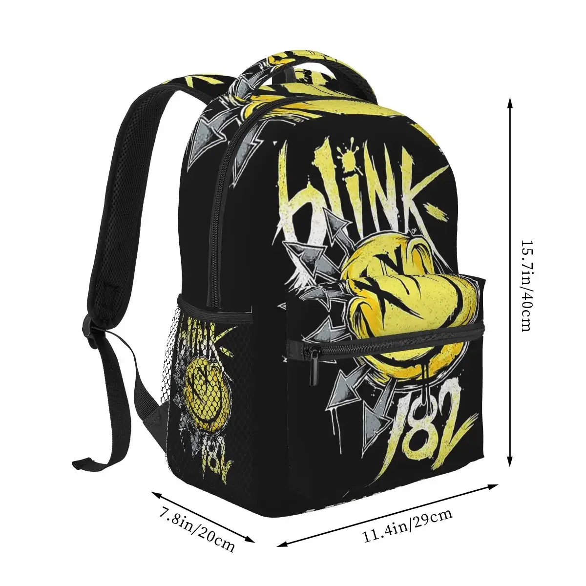 Blink 182 Punk Smile Backpacks Boys Girls Bookbag Students School Bags Cartoon Travel Rucksack Shoulder Bag Large Capacity